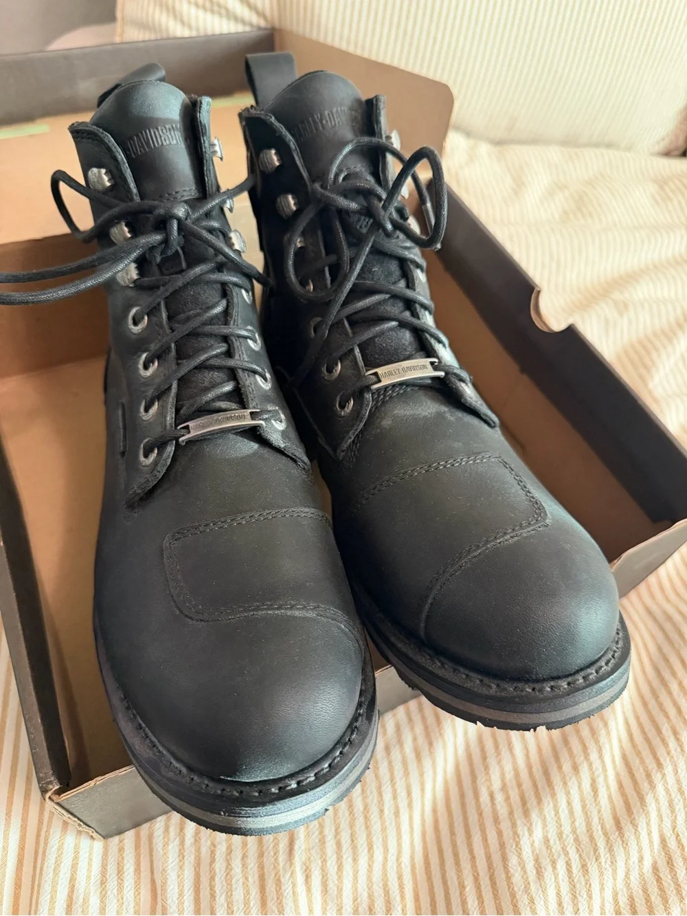 Harley-Davidson Men’s Black Leather Lace-Up Motorcycle Boots
